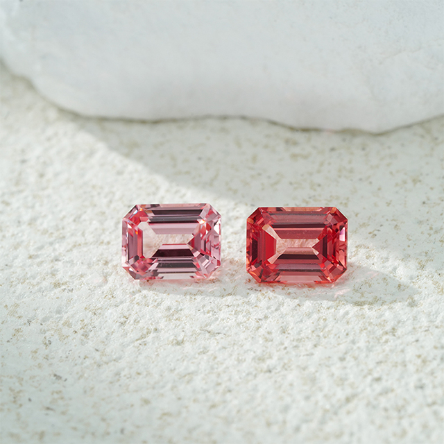 Octagon Emerald Cut Pink Padparadscha Màu Loose Lab Đá quý trồng