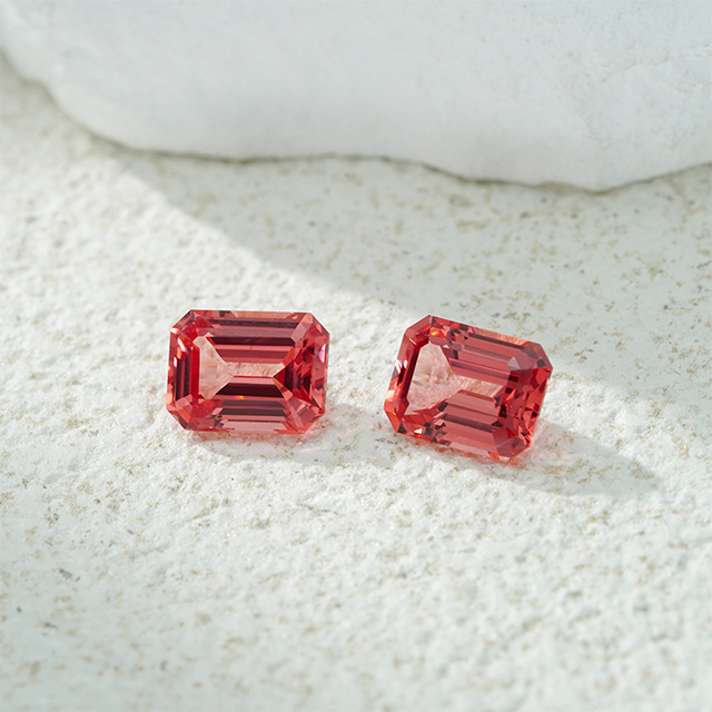 Octagon Emerald Cut Pink Padparadscha Màu Loose Lab Đá quý trồng