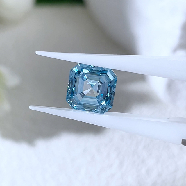 Fancy Blue Color Asscher Cut CVD Lab Grown Diamond bằng IGI