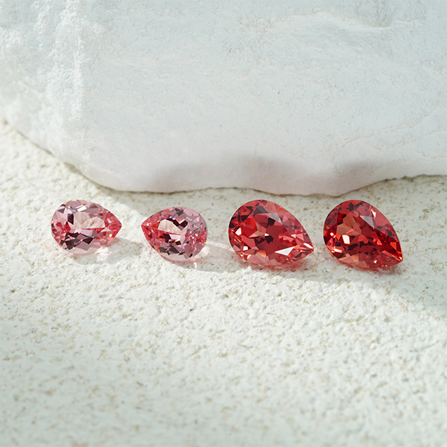 Pear Cut Pink Padparadscha Màu Loose Lab Đá quý trồng