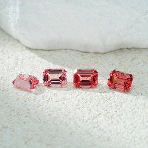 Octagon Emerald Cut Pink Padparadscha Màu Loose Lab Đá quý trồng