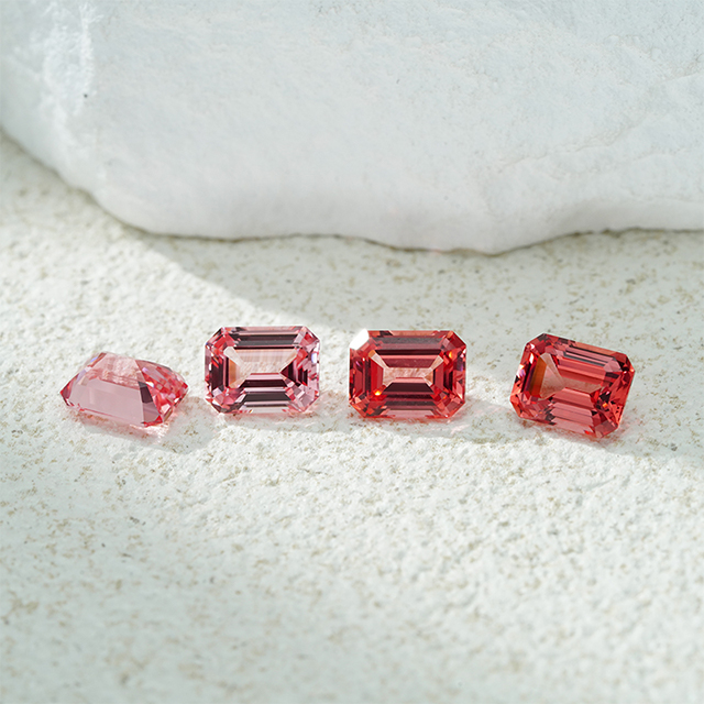 Octagon Emerald Cut Pink Padparadscha Màu Loose Lab Đá quý trồng