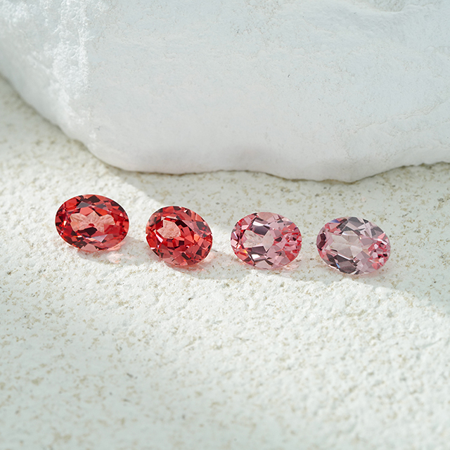 Đá quý màu hồng cắt hình bầu dục Padparadscha Loose Lab Grown