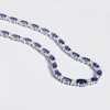 Phòng thí nghiệm cắt hình bầu dục bằng vàng trắng 14K được trồng Sapphire và Vòng cổ kim cương Moissanite cắt tròn rực rỡ