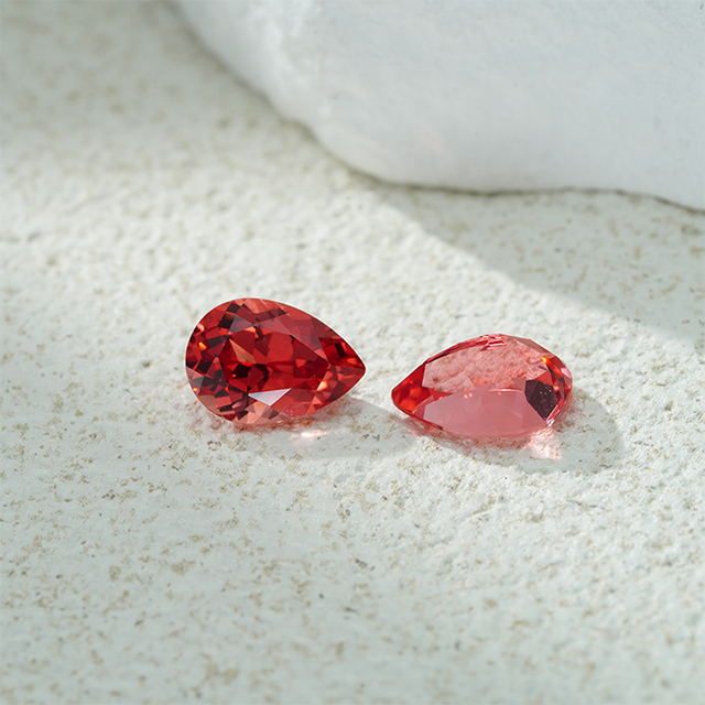 Pear Cut Pink Padparadscha Màu Loose Lab Đá quý trồng